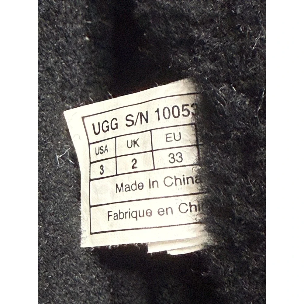 UGG Australia Tall Boots Black Suede Ring Hardware GUC Sherpa Lined Size 3